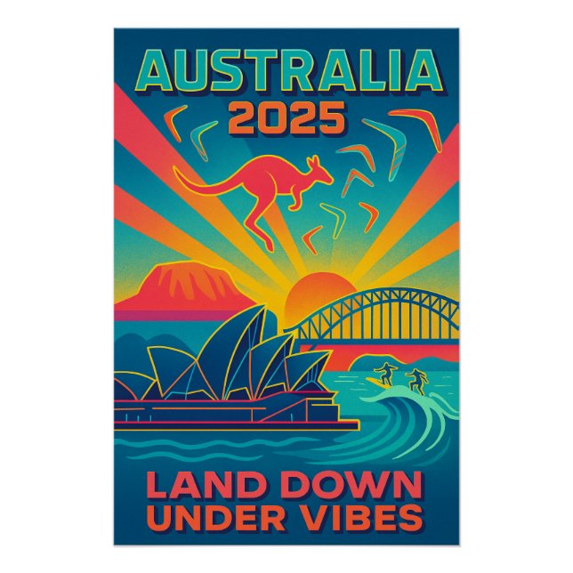 Australien 2025 - Land Down Under Vibes Poster (Vorderseite)