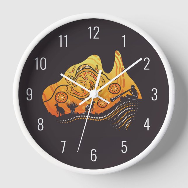 Australien - Aborigine-Kunst Uhr (Vorderseite)
