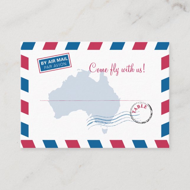 Australien Air Mail Escort/Sitzkarte Hochzeit Platzkarte (Vorderseite)