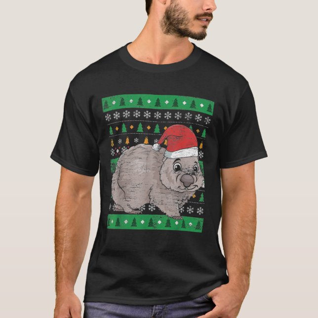 Australien Animal Wombat hässlich Weihnachten Esse T-Shirt (Vorderseite)