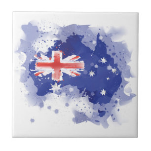 Australien-Aquarell-Karte Fliese