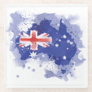 Australien-Aquarell-Karte Glasuntersetzer