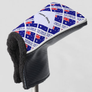 Australien Australian.Flag Gekachelt Schwarz Perso Golf Headcover