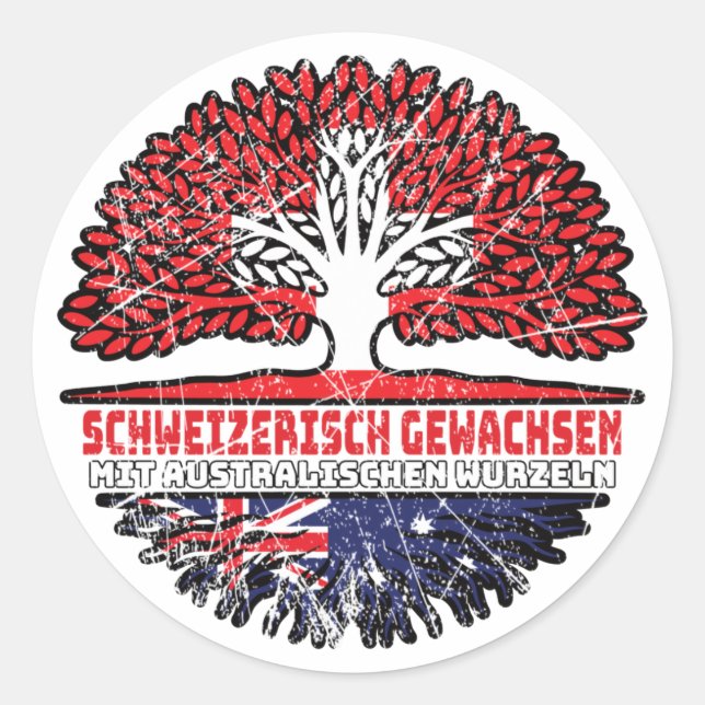 Australien Australisch Schweizer Schweiz Baum Runder Aufkleber (Vorderseite)