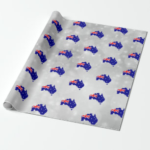 Australien - Australisches Flag Map Wrapping Paper Geschenkpapier