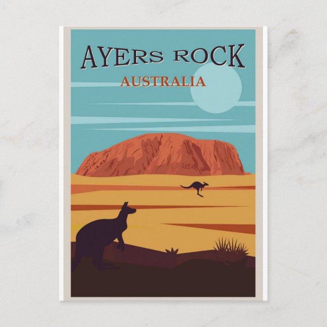 Australien Ayers Uluru Rock Vintage Travel Postcar Postkarte (Vorderseite)