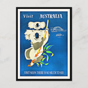 Australien - Besuch Australiens, Vintage Illustrat Postkarte