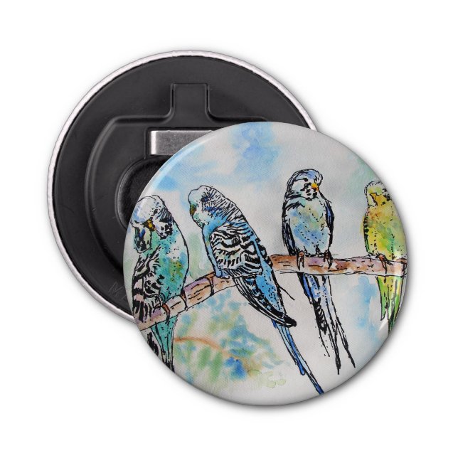Australien Birds Budgie Watercolor Art Schlüsselri Flaschenöffner (Vorderseite)