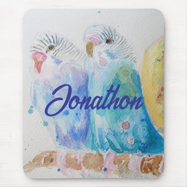 Australien Birds Budgie Watercolor Art Schlüsselri Mousepad (Vorne)