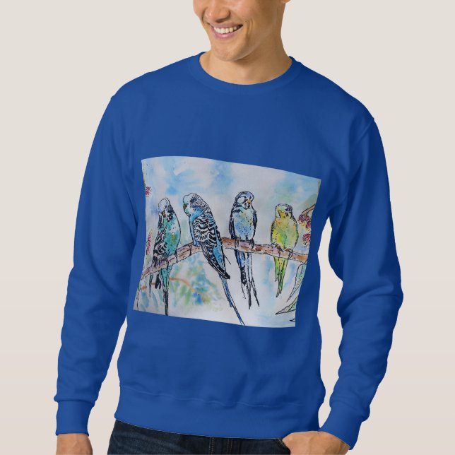 Australien Birds Budgie Watercolor Art Schlüsselri Sweatshirt (Vorderseite)