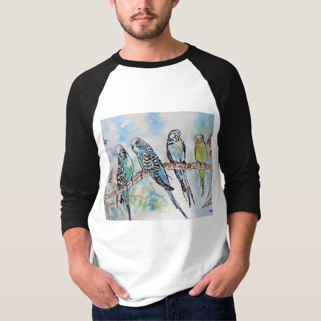 Australien Birds Budgie Watercolor Art Schlüsselri T-Shirt (Vorderseite)