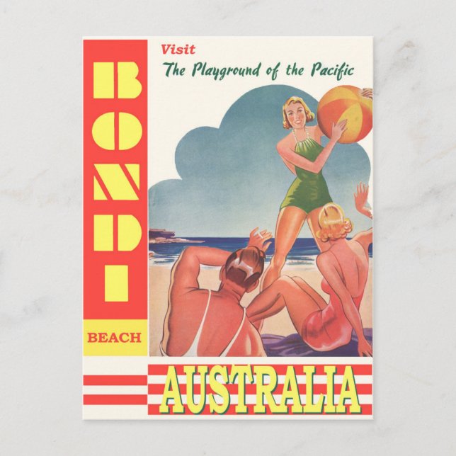 Australien Bondi Beach Vintage Travel Poster Postkarte (Vorderseite)