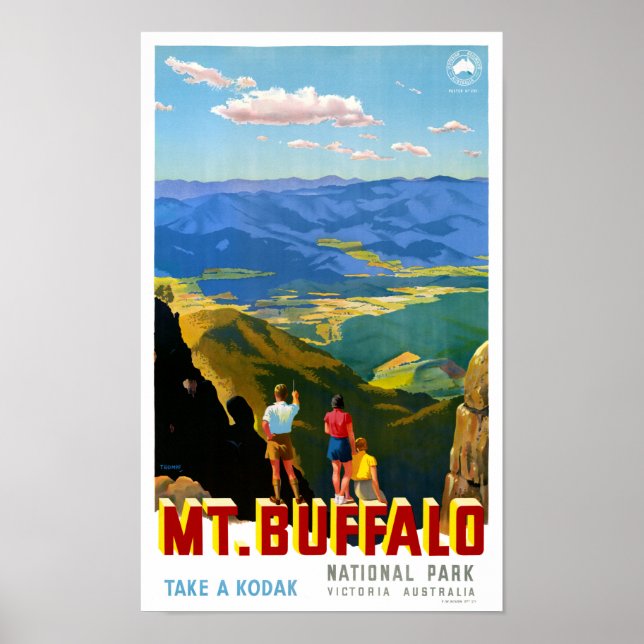 Australien Buffalo Vintage Travel Poster (Vorne)