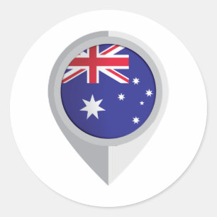 Australien Button Location Flag Runder Aufkleber