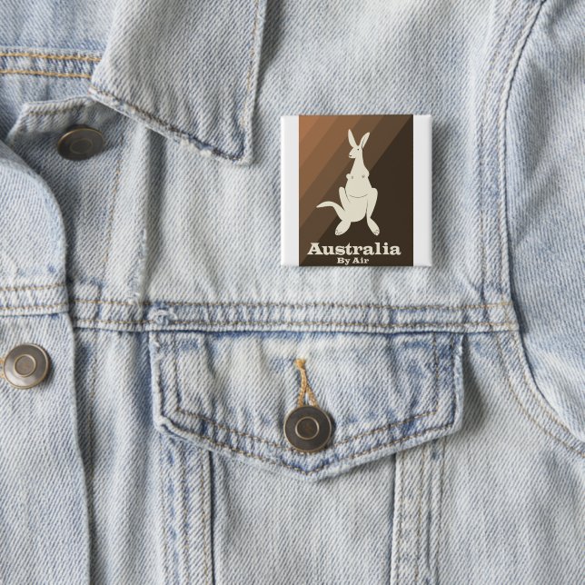 Australien By Air Kangaroo Reiseplakat. Button (Beispiel)