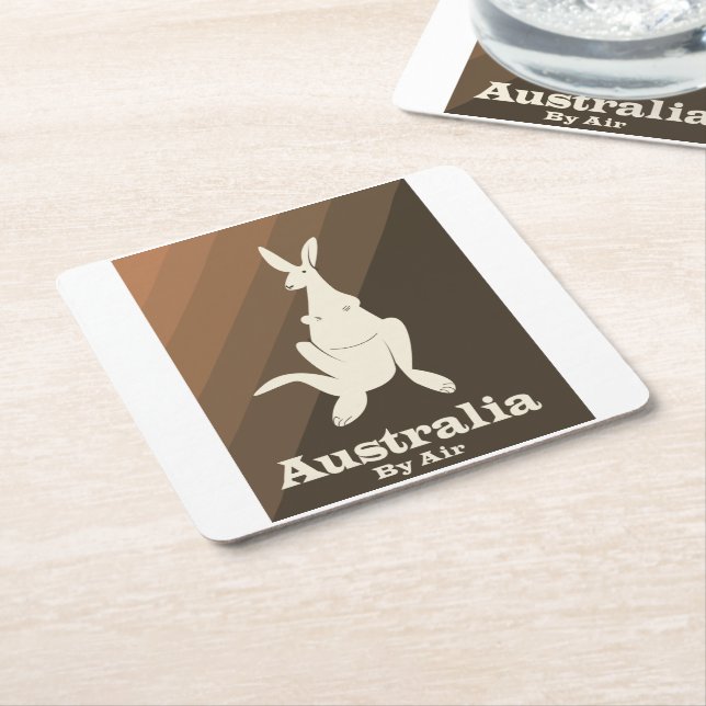 Australien By Air Kangaroo Reiseplakat. Rechteckiger Pappuntersetzer (angewinkelt)