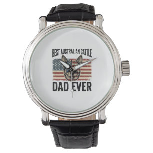 Australien-Cattle-Dog-Vater-Patriotisches-Vintage- Armbanduhr