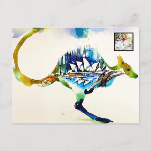 Australien City Skyline Liebe Watercolor Feiertagspostkarte