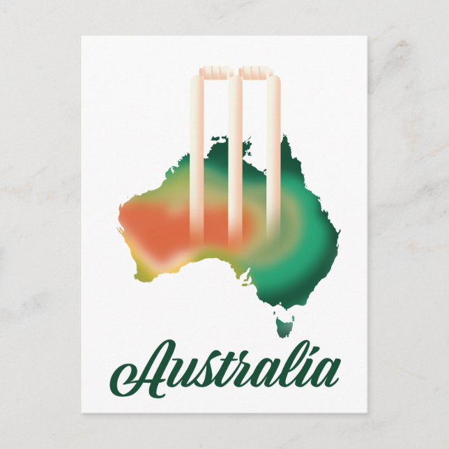 Australien Cricket-Karte. Postkarte (Vorderseite)