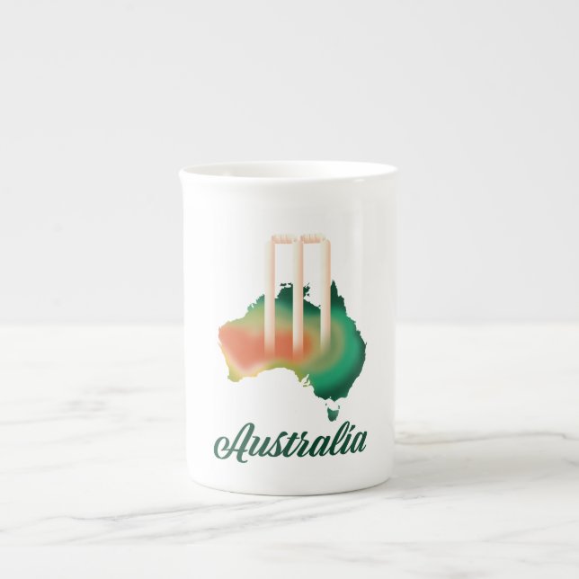 Australien Cricket-Karte. Prozellantasse (Vorderseite)