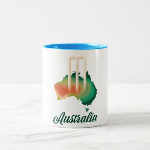 Australien Cricket-Karte. Zweifarbige Tasse