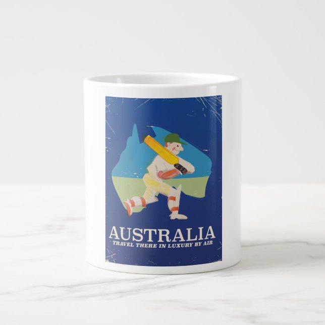 Australien Cricket Vintage Reiseplakat Jumbo-Tasse (Vorderseite)