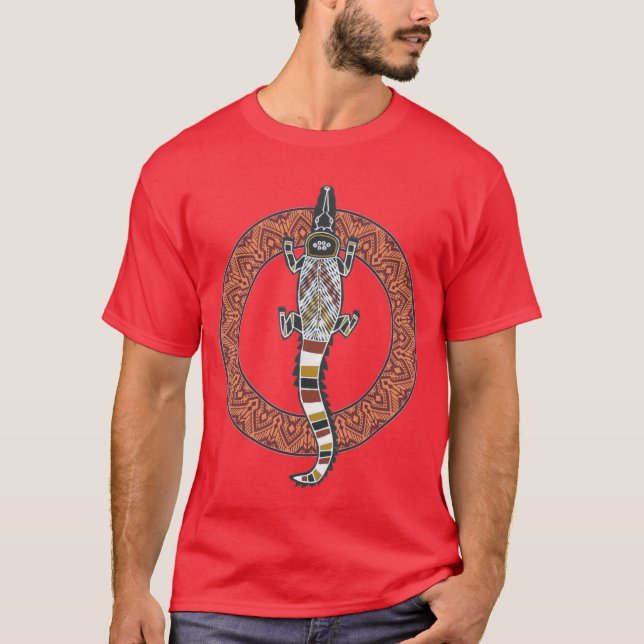 Australien Crocodile Aborigine Art Style T-Shirt (Vorderseite)