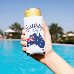 Australien Day Red Blue und White Selters Dosenkühler