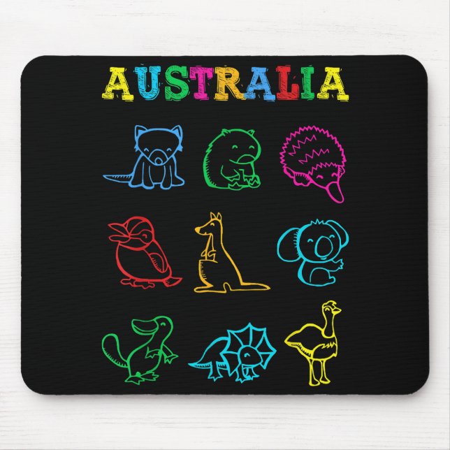 Australien Day Todler Shirt Funny Animals Australi Mousepad (Vorne)