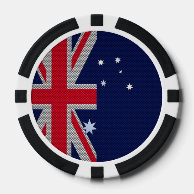 Australien Design in Carbon Fibre Chrome Style Pokerchips (Vorderseite)