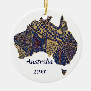 Australien Doodle Tan Red Blue Keramik Ornament
