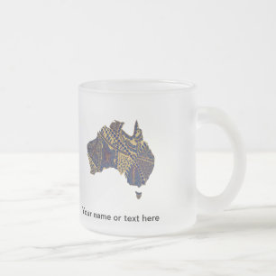 Australien Doodle Tan Red Blue Mattglastasse