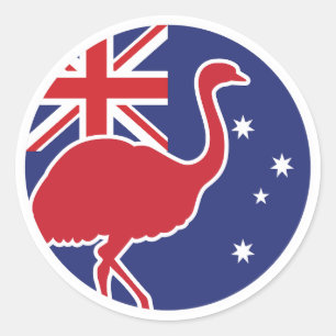 Australien Emu Australian National Animal Flag Runder Aufkleber