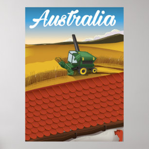 Australien Ernte Reise Cartoon Poster