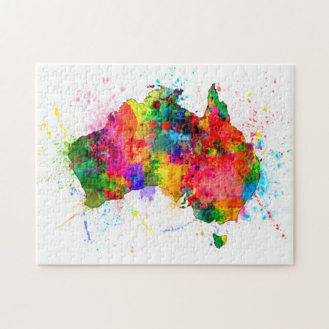 Australien-Farbe spritzt Karte Puzzle (Horizontal)