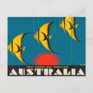 Australien Fisch Strand Ozean Sonne Vintage Reise Postkarte