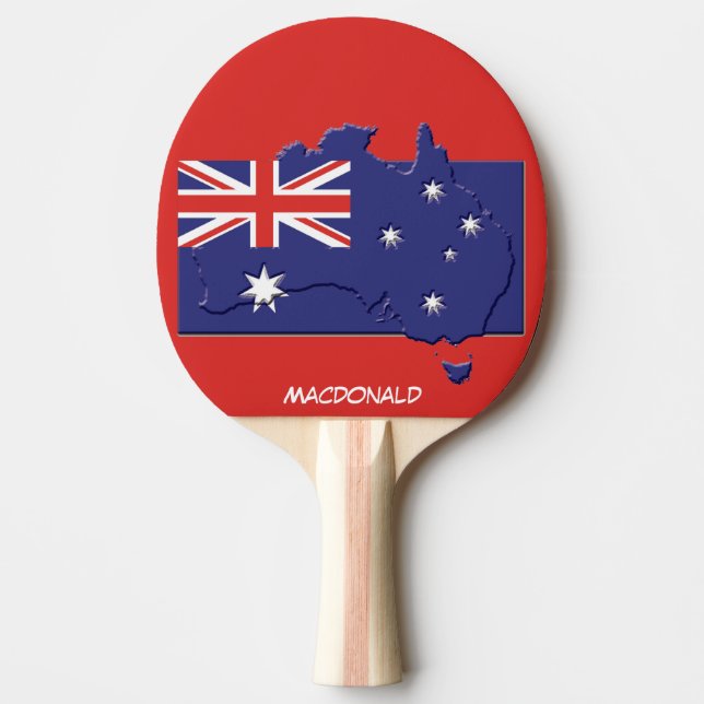 AUSTRALIEN FLAG & MAP Personalisiert ROT Tischtennis Schläger (Vorderseite)