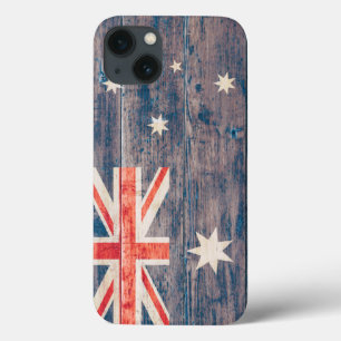 Australien-Flagge auf Holz iPhone 13 Hülle