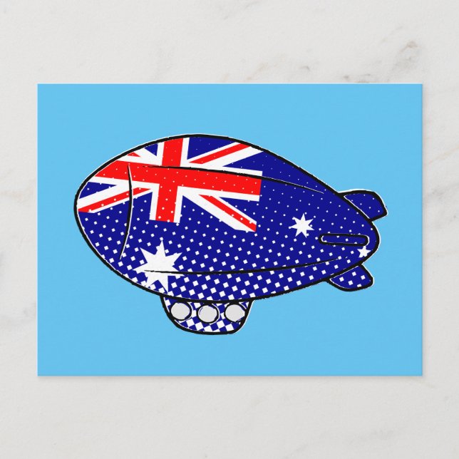 Australien Flagge Blimp Ballon in Blue Sky Custom Postkarte (Vorderseite)