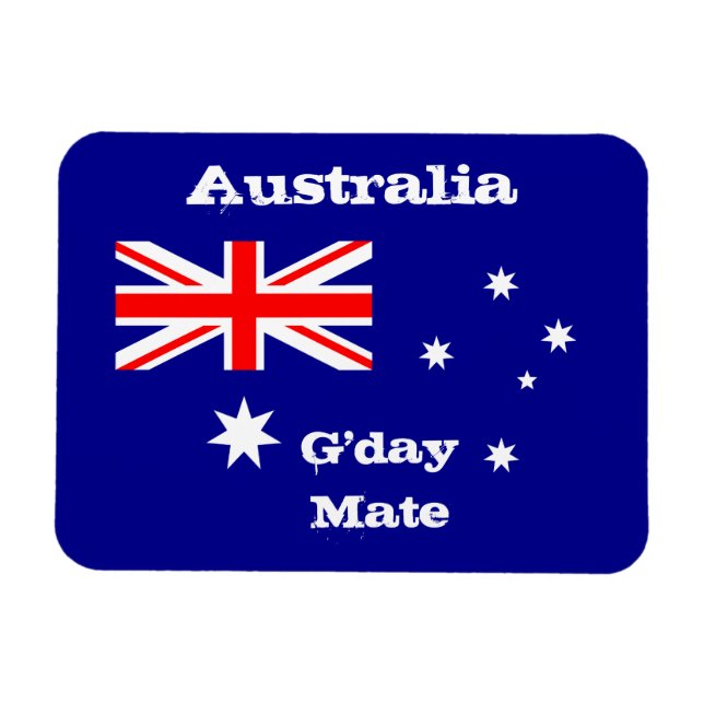 Australien Flagge & G'day Mate, Urlaub /Sportfans Magnet (Horizontal)