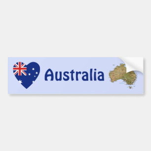 Australien-Flagge Herz + Karte Aufkleber Autoaufkleber