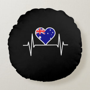 Australien-Flagge Herzschlag Rundes Kissen