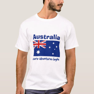Australien-Flagge + Karte + Text-T - Shirt