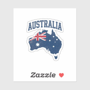 Australien Flagge Karte Vintage abgenutzt Grafik_1 Aufkleber