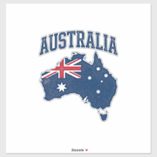 Australien Flagge Karte Vintage abgenutzt Grafik_1 Aufkleber