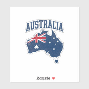 Australien Flagge Karte Vintage abgenutzt Grafik_1 Aufkleber