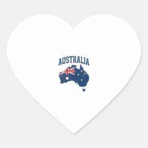 Australien Flagge Karte Vintage abgenutzt Grafik_1 Herz-Aufkleber