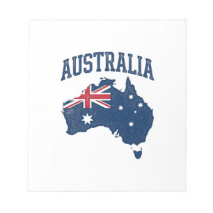 Australien Flagge Karte Vintage abgenutzt Grafik_1 Notizblock