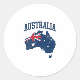 Australien Flagge Karte Vintage abgenutzt Grafik_1 Runder Aufkleber