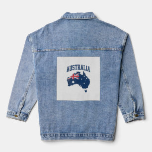 Australien Flagge Karte Vintage abgenutzte Grafik_ Jeansjacke